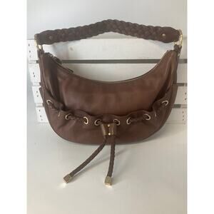 MICHAEL KORS MEDIUM BROWN PEBBLED LEATHER VINTAGE HOBO BAG